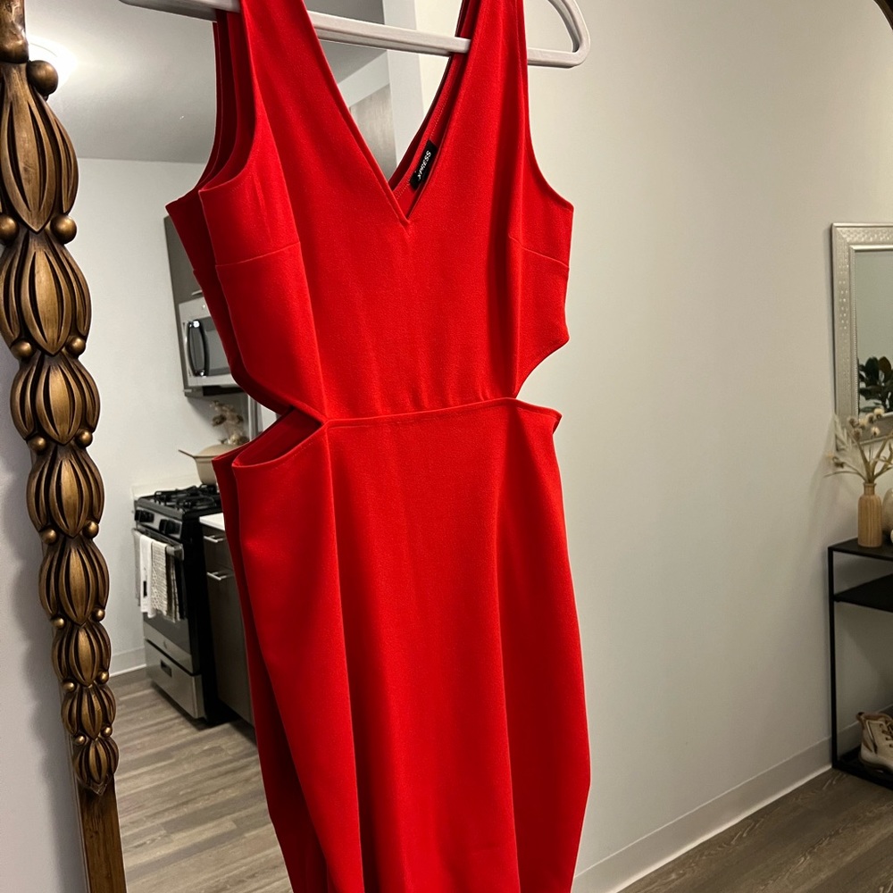 Express cut out red dress